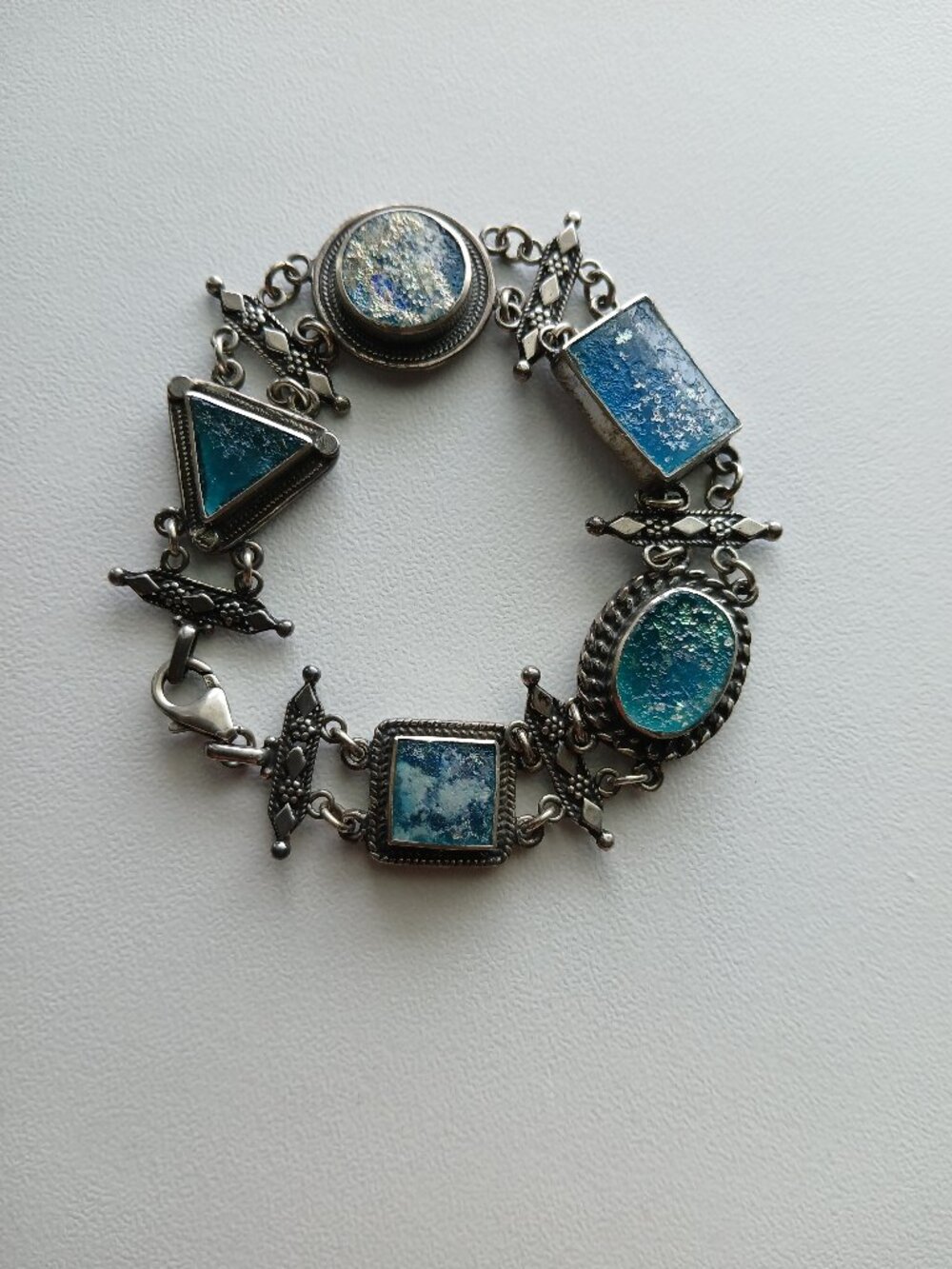 Sterling Bracelet with Geometric Bezels